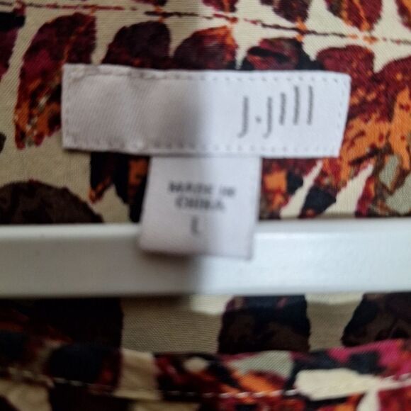 J. Jill Womens Tunic Blouse Autumn Fall Leaves 3/4 Sleeve Loose Officecore Large - Picture 6 of 9